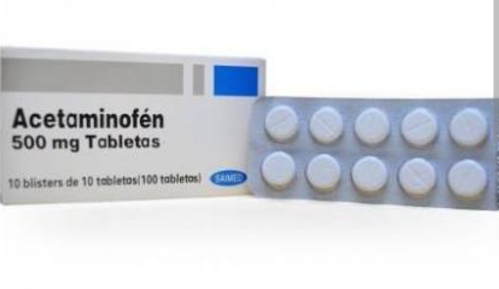 Acetaminofen 500 mg saimed 100 u 