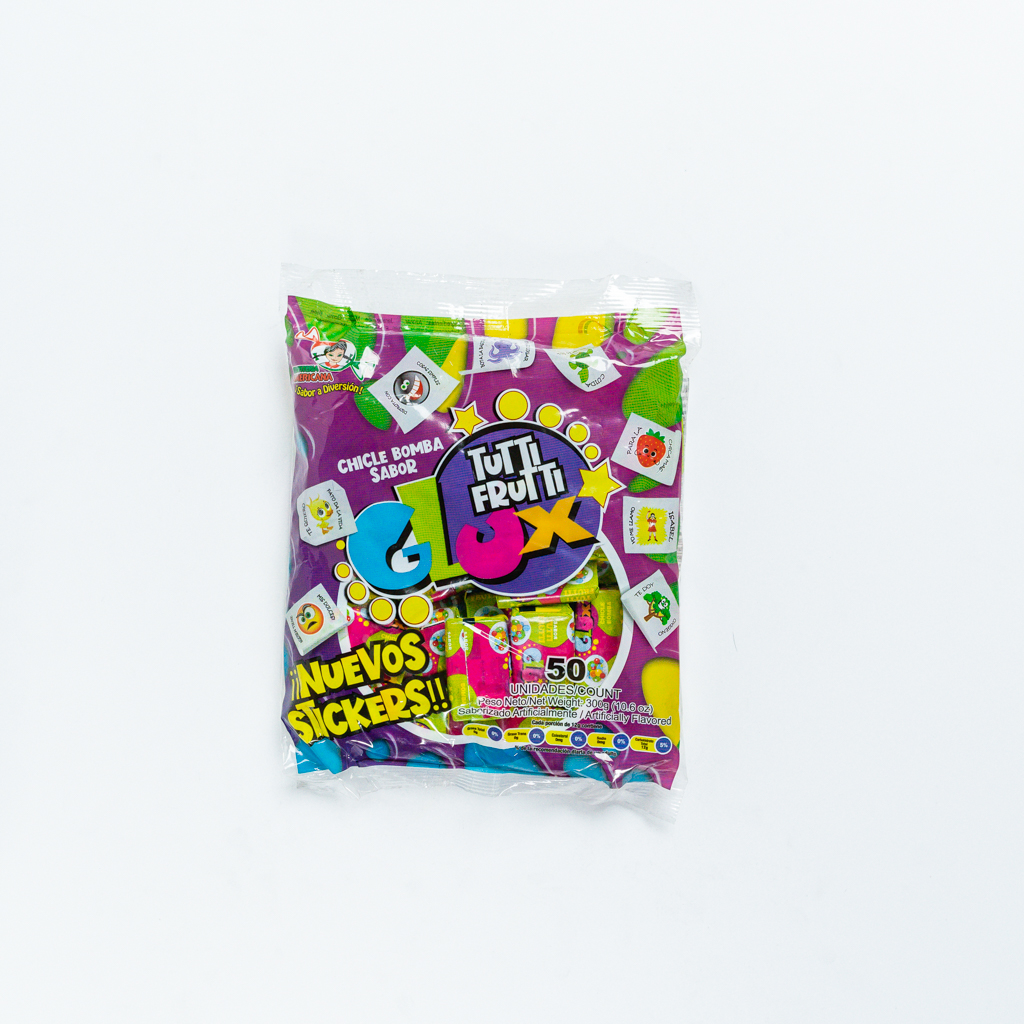 Chicle tatoo glux frutas 50 u bolsa
