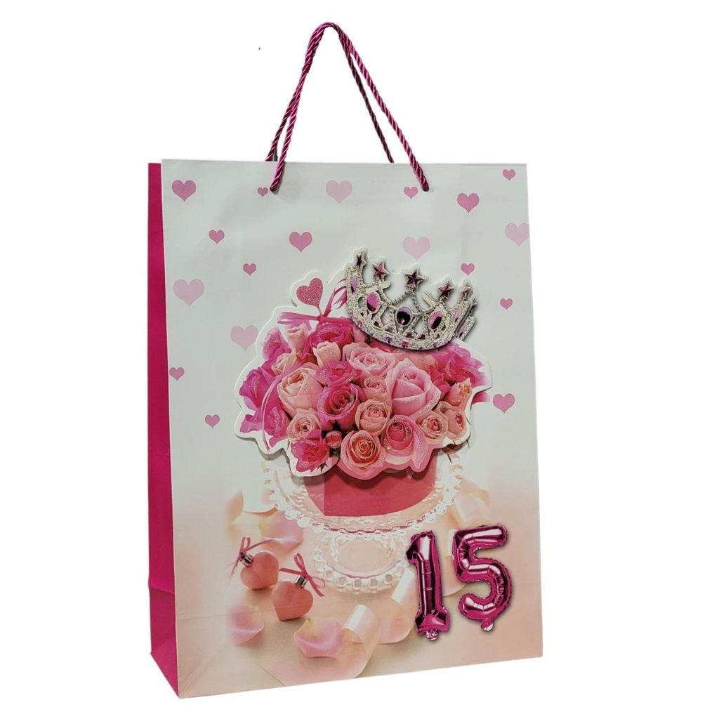 Bolsa regalo m 15 años12 u surtida