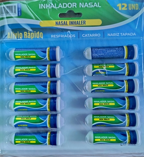 Inhalador de mentol cton de 12 u 